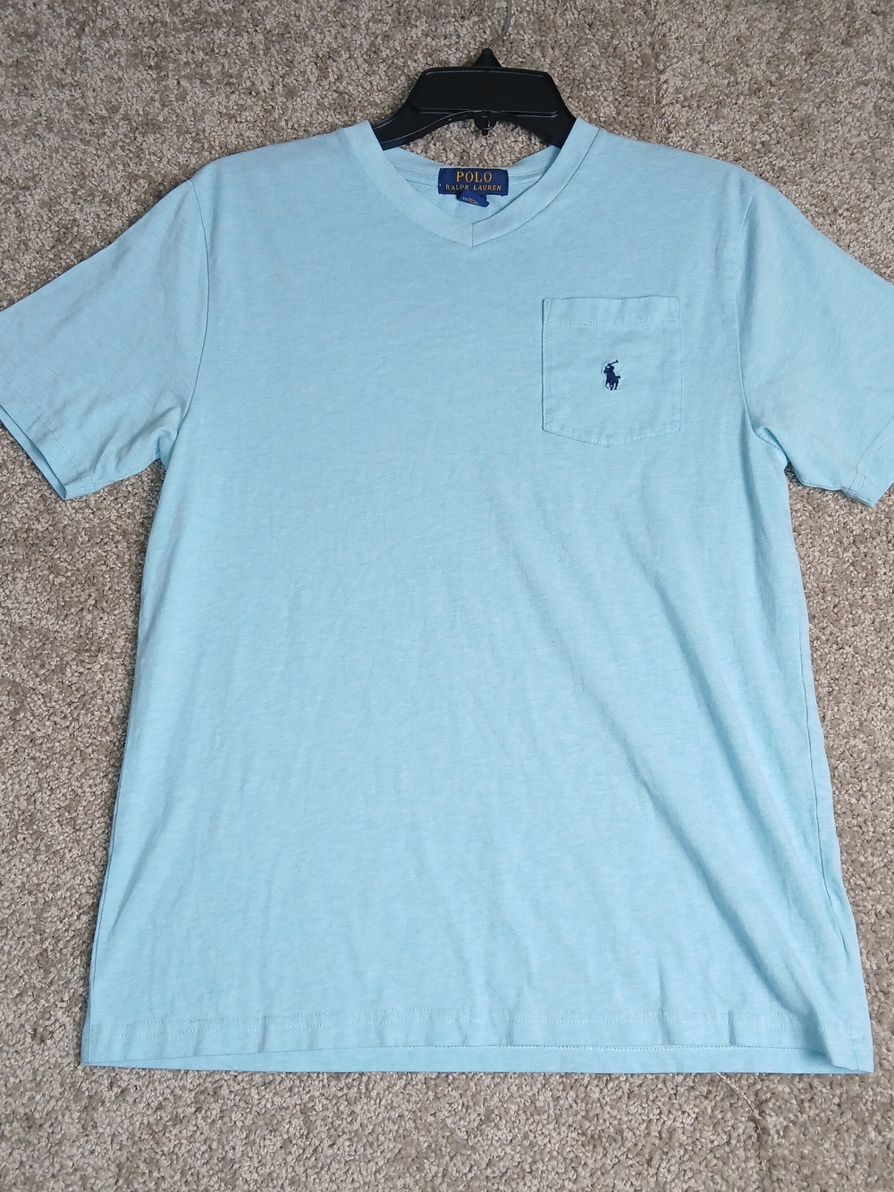 Polo by Ralph Lauren Boy's Light Blue Pocket T‑Shirt‎ - Large